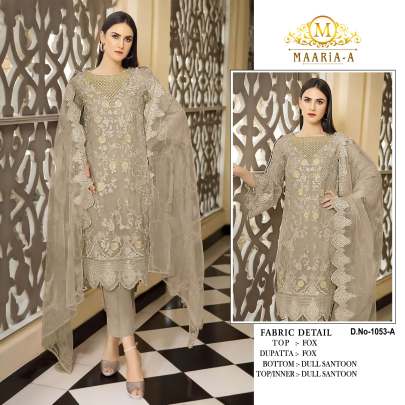 Pakistani Maaria A Heavy Faux Georgette With Embroidery Suit DN 1053 Light Colors