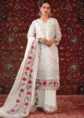 Pakistani Suit Heavy Fox Georgette Suit DN 7123 White