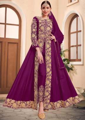 Pure Blooming Georgette With Embroidery Work Anarkali Suit Wine Color DN 17002