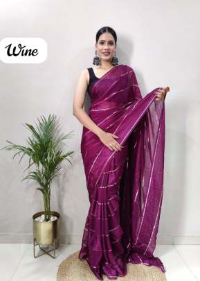 Pure Soft Georgette With Satin  Zari Patta  Ready to Wear  Saree Wine Colour