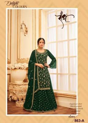 Radha Heavy Faux Georgette With Embroidery Work Designer Salwar Suit Green Color DN 863