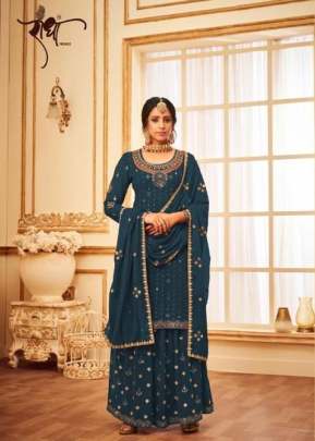 Radha Heavy Faux Georgette With Embroidery Work Designer Salwar Suit Blue Color DN 864