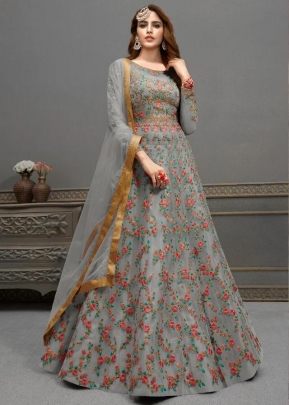 Rama Fashions Raazi Aroos Anarkali Suit DN 10047 Grey Color