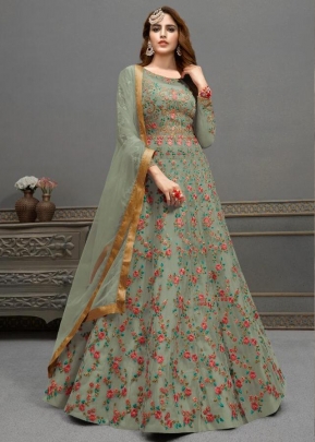 Rama Fashions Raazi Aroos Anarkali Suit DN 10047 Pista Color