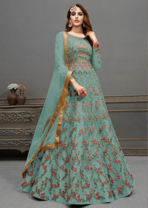 Rama Fashions Raazi Aroos Anarkali Suit DN 10047 Sky Color