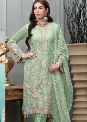 Ramsha R Designer Georgette With Embroidery Work Pakistani Suit Pista Color DN 552 B