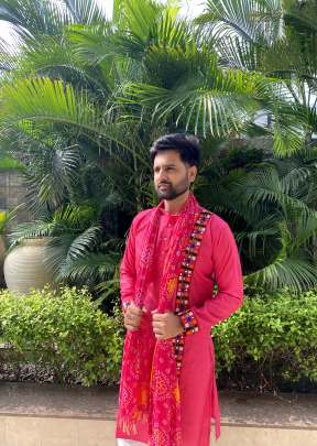 Rasleela Navaratri Mens  Kurta Payjama With Dupptta  Pink Color 