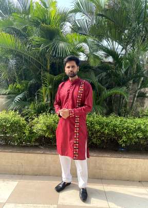 Rasleela Navaratri Mens  Kurta Payjama With Dupptta Maroon Color 