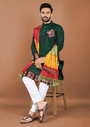 Rasleela Traditional Navratri Super Hit Kurta Pajama With Dupatta Green Color