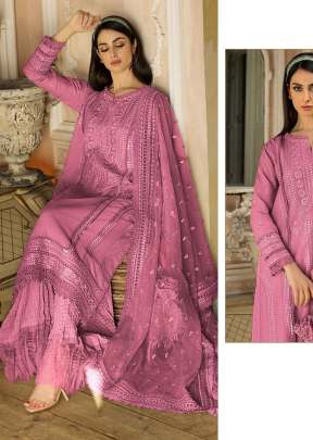 Rayon Cotton With Embroidery Work Pakistani Suit Pink Color DN 146