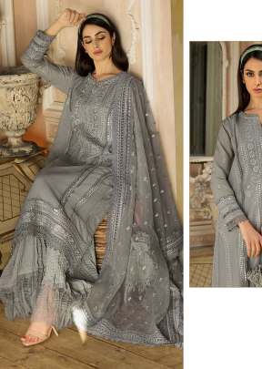 Rayon Cotton With Embroidery Work Pakistani Suit Grey Color DN 146