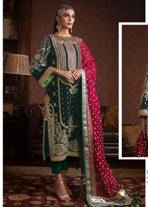 Rosemeen Georgette Embroidered Work Pakistani Suits Green Color DN C 1276