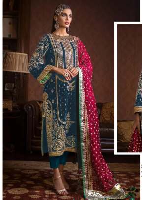 Rosemeen Georgette Embroidered Work Pakistani Suits Blue Color DN C 1276