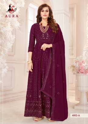 SF AURA GEORGETTE SALWAR SUIT DN 4002 WINE