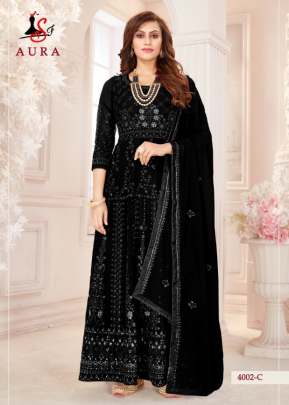 SF AURA GEORGETTE SALWAR SUIT DN 4002 BLACK