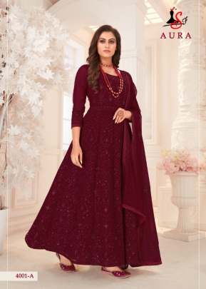 SF AURA GEORGETTE SALWAR SUIT DN 4001 RED