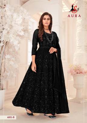 SF AURA GEORGETTE SALWAR SUIT DN 4001 BLACK