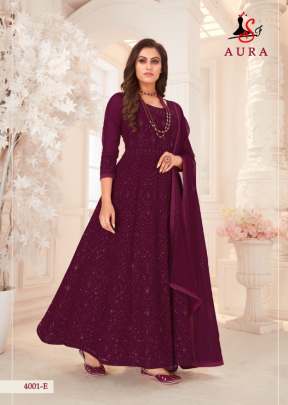 SF AURA GEORGETTE SALWAR SUIT DN 4001 WINE