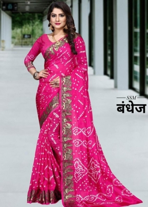 SSM Dolly New Hand Bhandhej Saree Light Pink