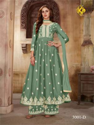 Sagun Heavy Faux Georgette With Sequence Embroidered Palazzo Suit Mint Green Color DN 3001