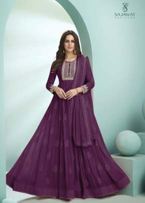 Sajawat Creation Heavy Faux Georgette With Embroidery Anarkali Gown Light Wine Color DN 936