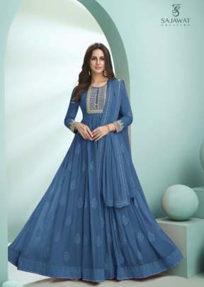 Sajawat Creation Heavy Faux Georgette With Embroidery Anarkali Gown Light Blue Color DN 936