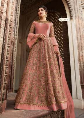 Sampann Heavy Net Embroidery Codding And Stone Work Anarkali Suit Pink Color DN 005306