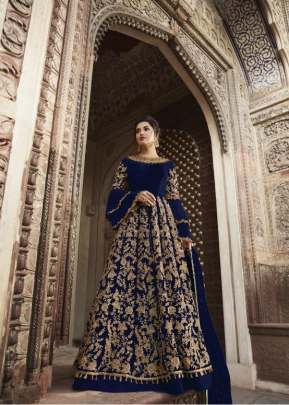 Sampann Heavy Net Embroidery Codding And Stone Work Anarkali Suit Nevy Blue Color DN 005306