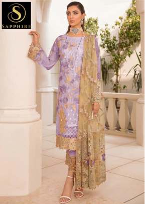 Sapphire Designer Faux Georgette Embroidery Work Pakistani Suit Light Wine Color DN 103