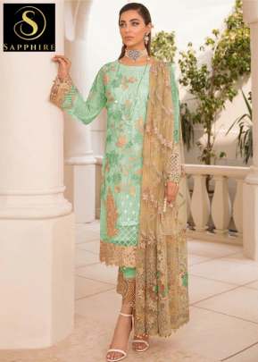 Sapphire Designer Faux Georgette Embroidery Work Pakistani Suit Pista Color DN 103