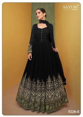 Sayuri Designer Alizeh Gold Faux Georgette With Embroidery Work Anarkali Salwar Kameez Black Color DN 5220