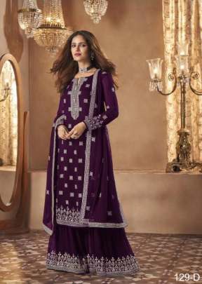 Sayuri Designer Heavy Faux Georgette With Embroidery Palazzo Suit Wine Color DN 129