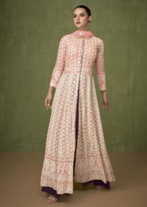 Sayuri Designer Heavy Faux Georgette With Embroidery Work With Thread Work Anarkali Suits Pink Color DN 5199