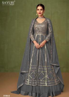 Sayuri Designer Heer Heavy Faux Georgette With Embroidery Work With Thread Work Anarkali Gown Grey Color DN 5198