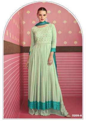 Sayuri Designer Nayra Heavy Faux Georgette With Embroidery Work With Thread Work Nayra Cut Suit Pista Color DN 5209