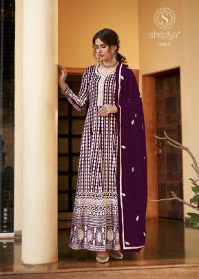 Saziya Faux Georgette With Embroidery Work Designer Anarkali Suit Wine Color DN 1709