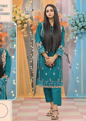 Shree Fab S Organza Heavy Embroidery With Diamond Work Pakistani Suit Sky Blue Color DN 712