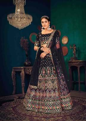 Shubhkala Guldasta vol 9 Georgette Bridal Lehenga Choli Black Color DN 1821