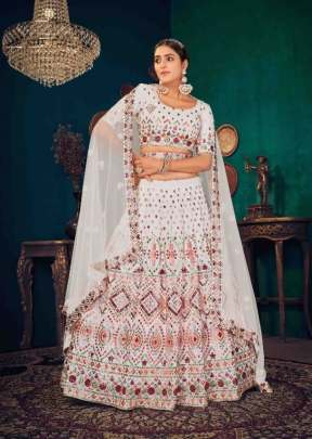 Shubhkala Guldasta vol 9 Georgette Bridal Lehenga Choli White Color DN 1823