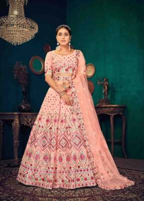 Shubhkala Guldasta vol 9 Georgette Bridal Lehenga Choli Peach Color DN 1824