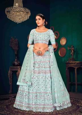 Shubhkala Guldasta vol 9 Georgette Bridal Lehenga Choli Sky Color DN 1826