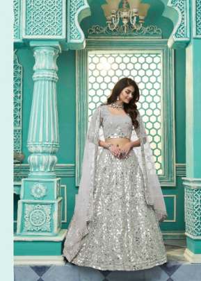 Shubhkala New Exclusive Bridal Gota Patti Embroidered Lehenga Choli Silver Color DN 1902