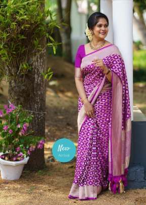 Soft Banarasi Silk Saree AM DN 169 Dark Pink