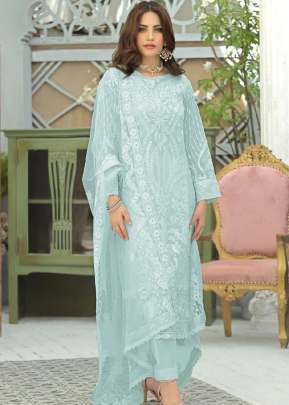 Super Hit Design Heavy Faux Georgette With Embroidery Work Pakistani Suit Sky Color DN 9121 B