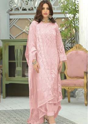 Super Hit Design Heavy Faux Georgette With Embroidery Work Pakistani Suit Pink Color DN 9121 C