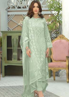 Super Hit Design Heavy Faux Georgette With Embroidery Work Pakistani Suit Light Pista Color DN 9121 D