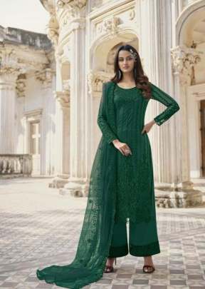 Swagat Swati Designer Heavy Butterfly Net With Embroidered Palazzo Suit Green Color DN 3301