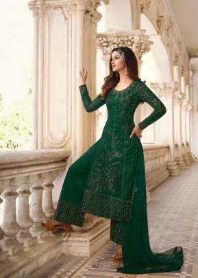 Swagat Swati Heavy Butterfly Net With Embroidery Palazzo Suit Green Color DN 3306