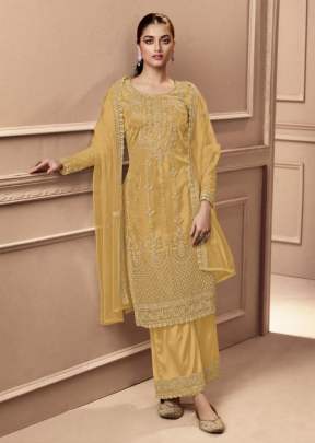 Swagat Swati Heavy Butterfly Net With Embroidery And Coding Work Designer Suit Yellow Color DN 3506