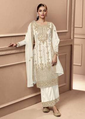 Swagat Swati Heavy Butterfly Net With Embroidery And Coding Work Designer Suit White Color DN 3506